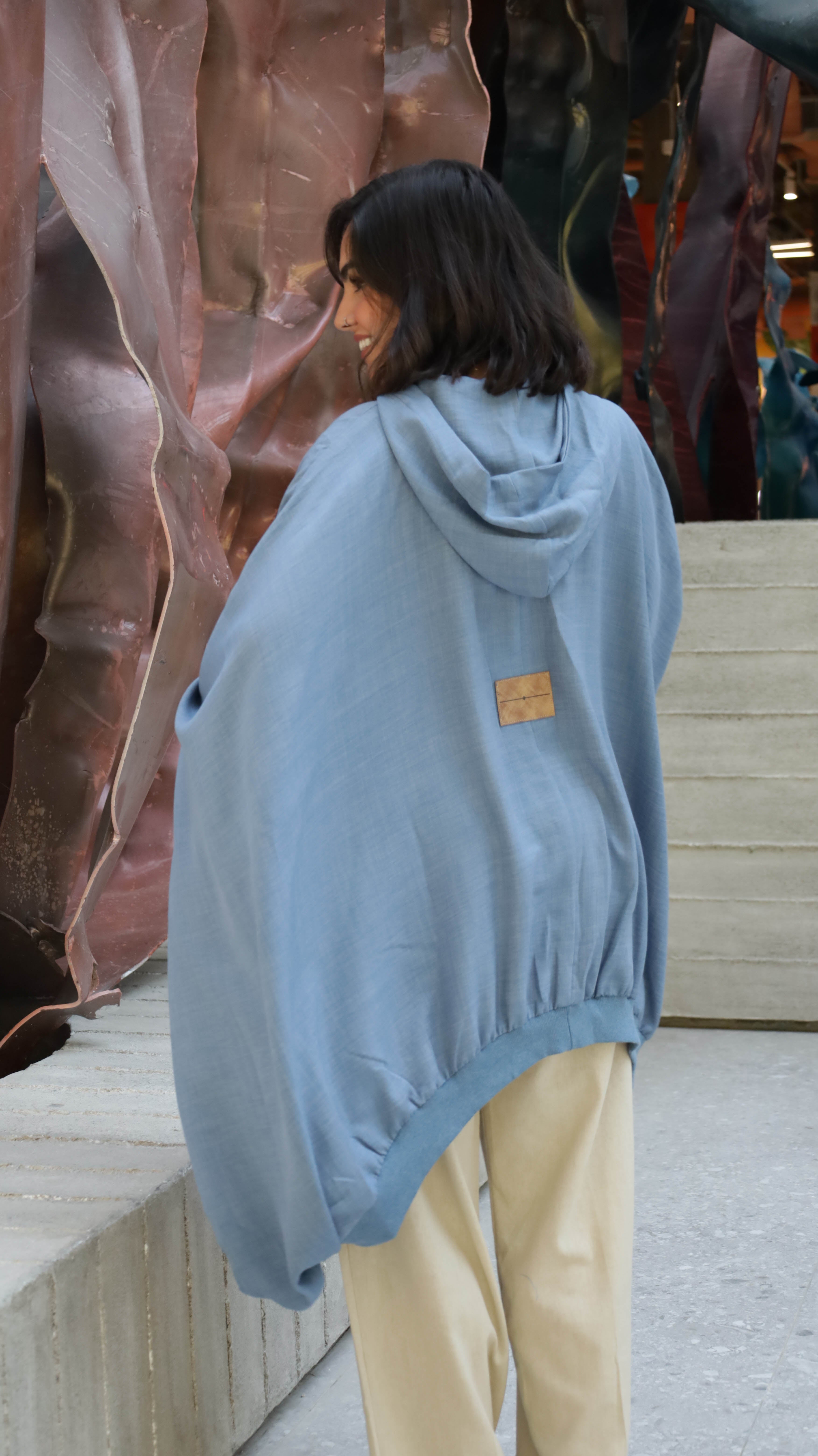 Blue Ribbed Linen Shirt