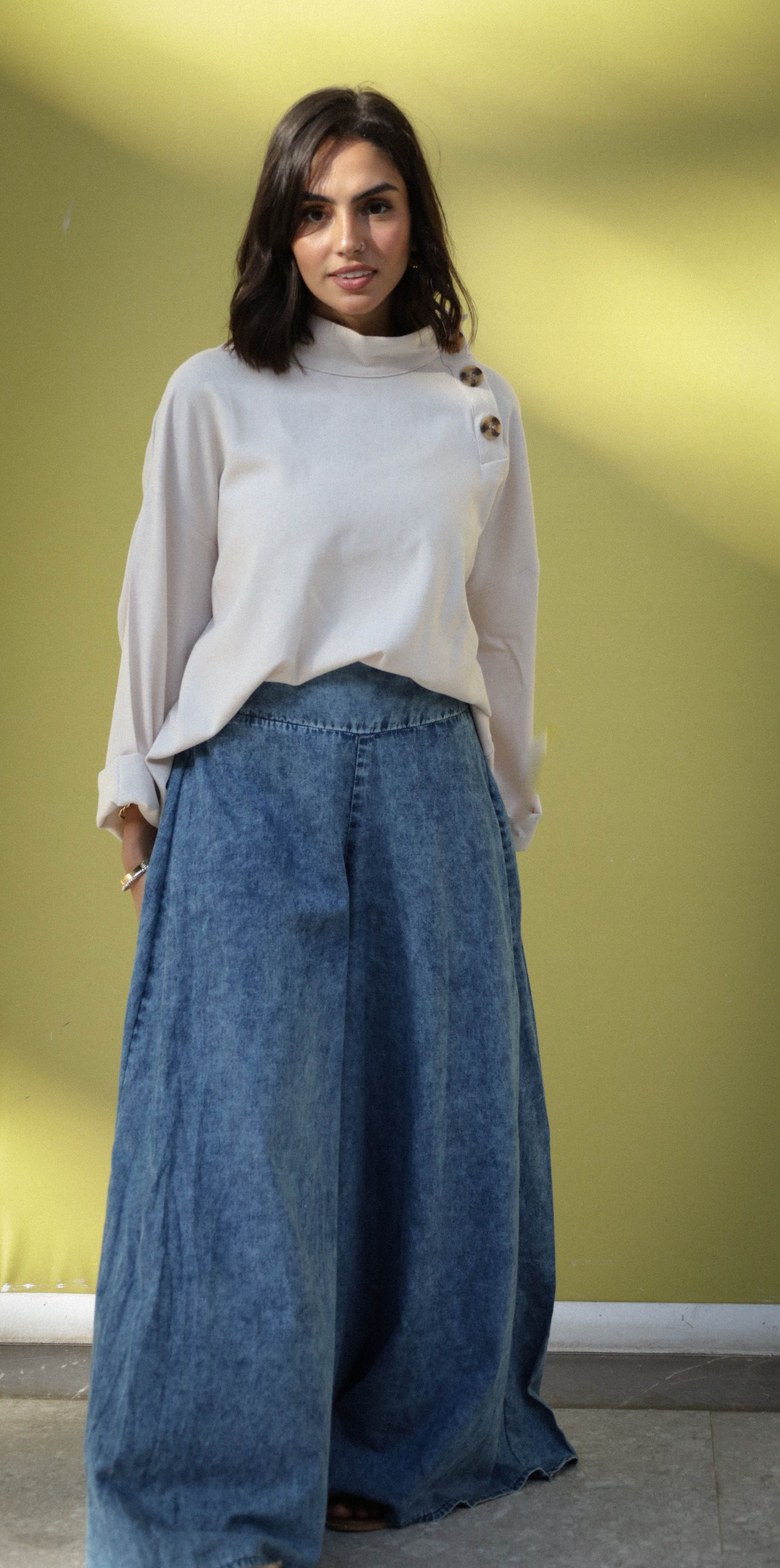 Blue Denim Palazzo Pants