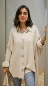 Beige Buttoned Linen Shirt