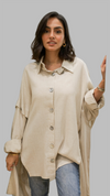 Beige Buttoned Linen Shirt