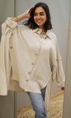 Beige Buttoned Linen Shirt