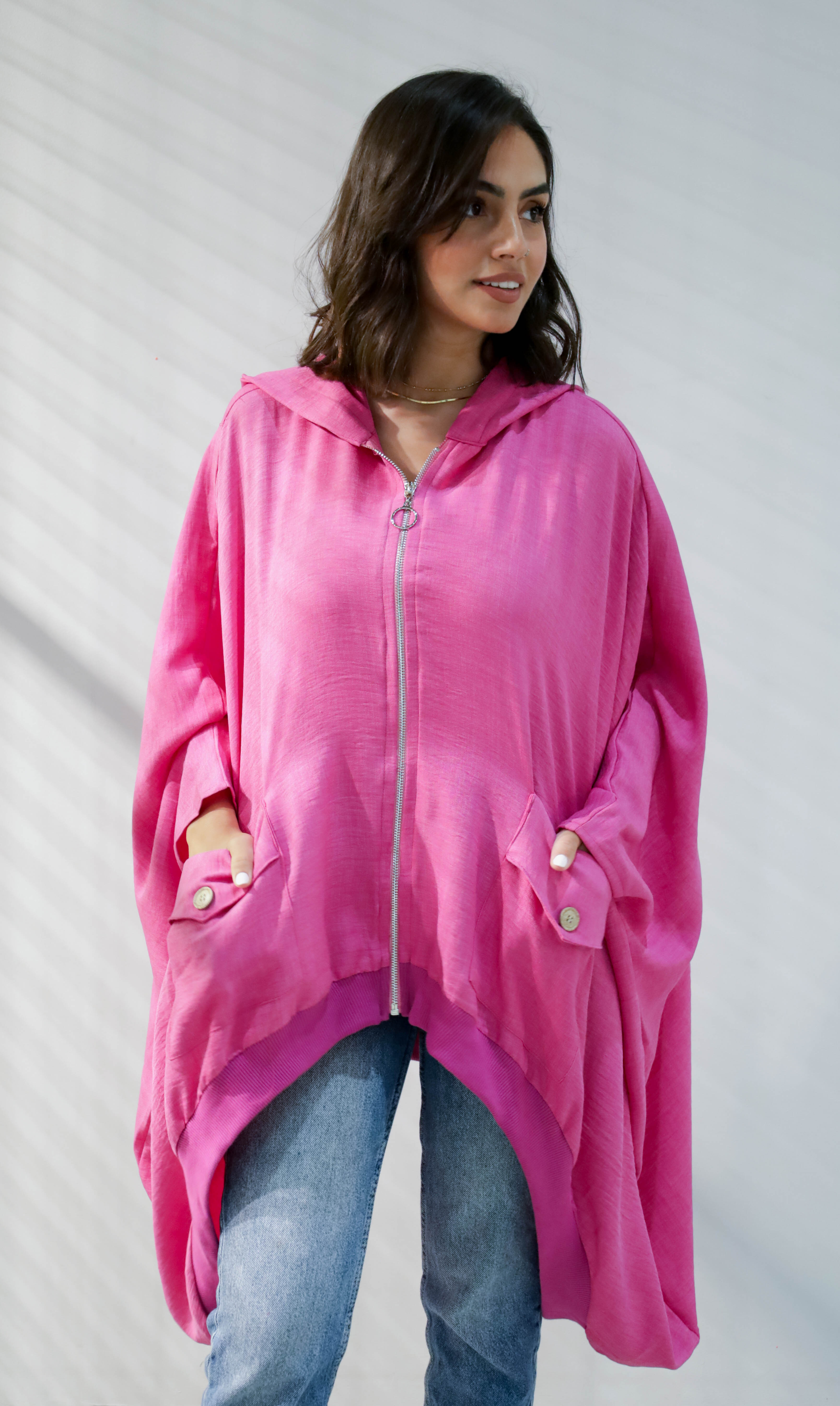 Fuchsia  Ribbed Linen Top