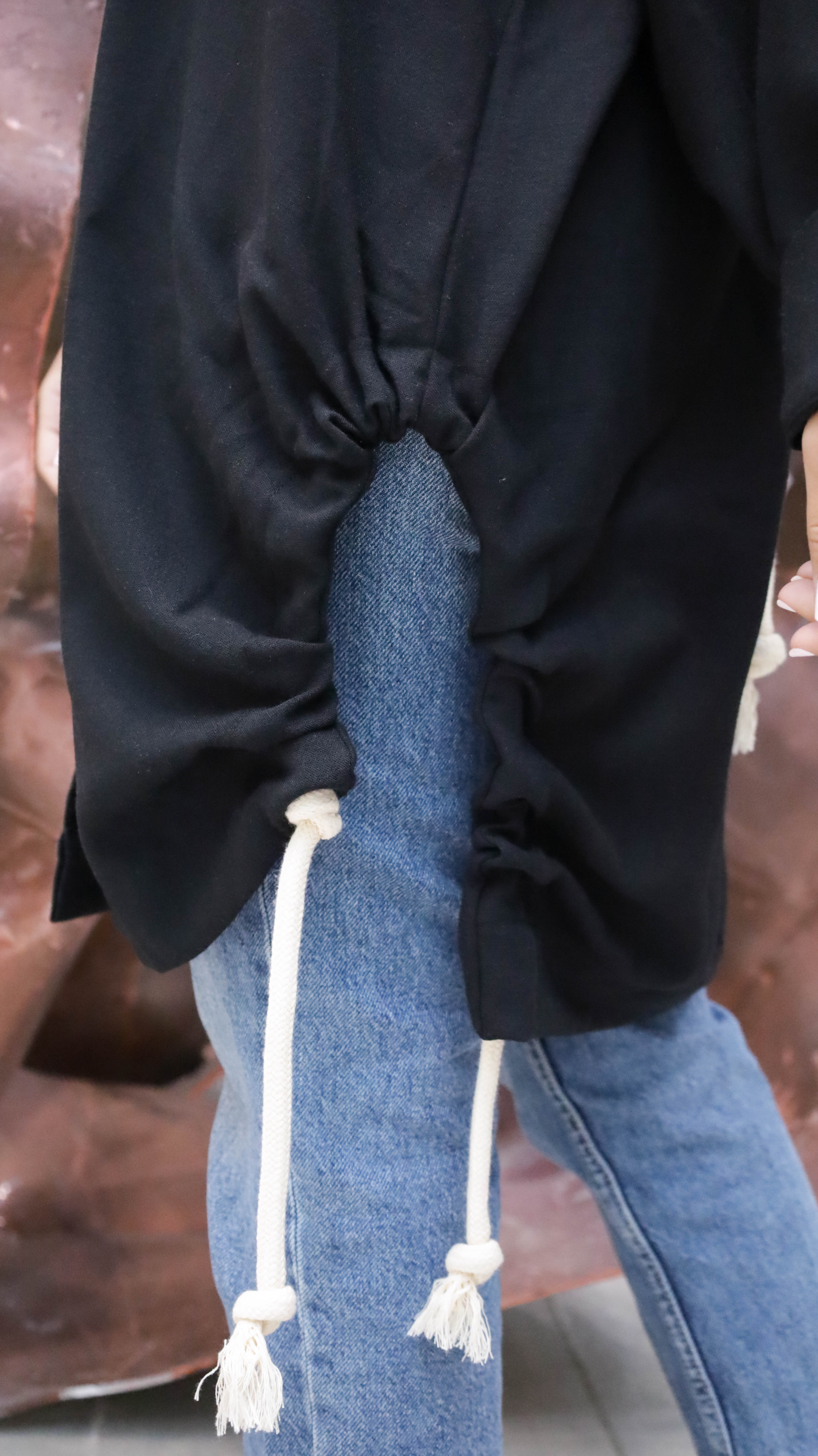 Black Corded Linen Shirt
