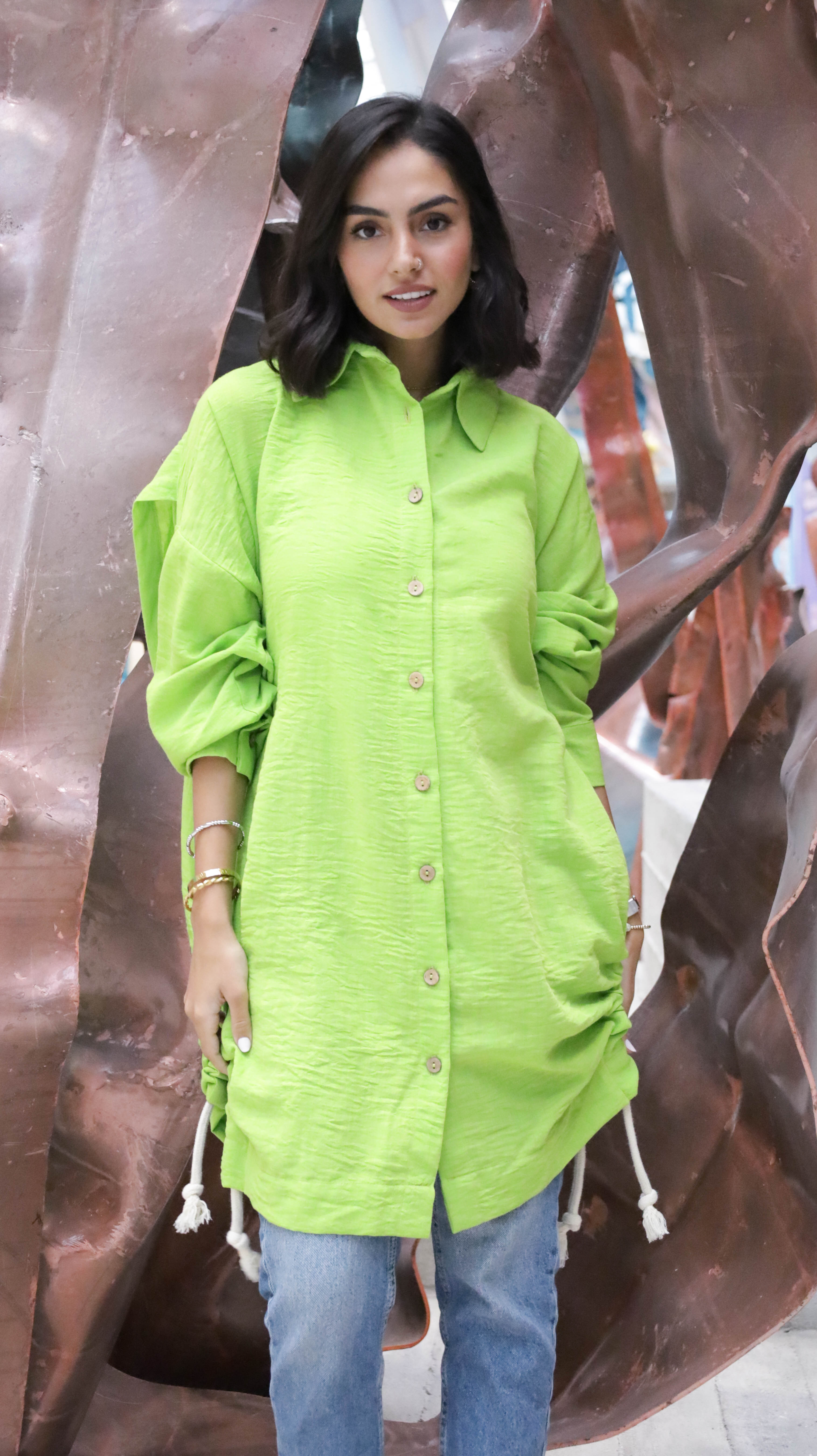 Lime Corded Linen Shirt