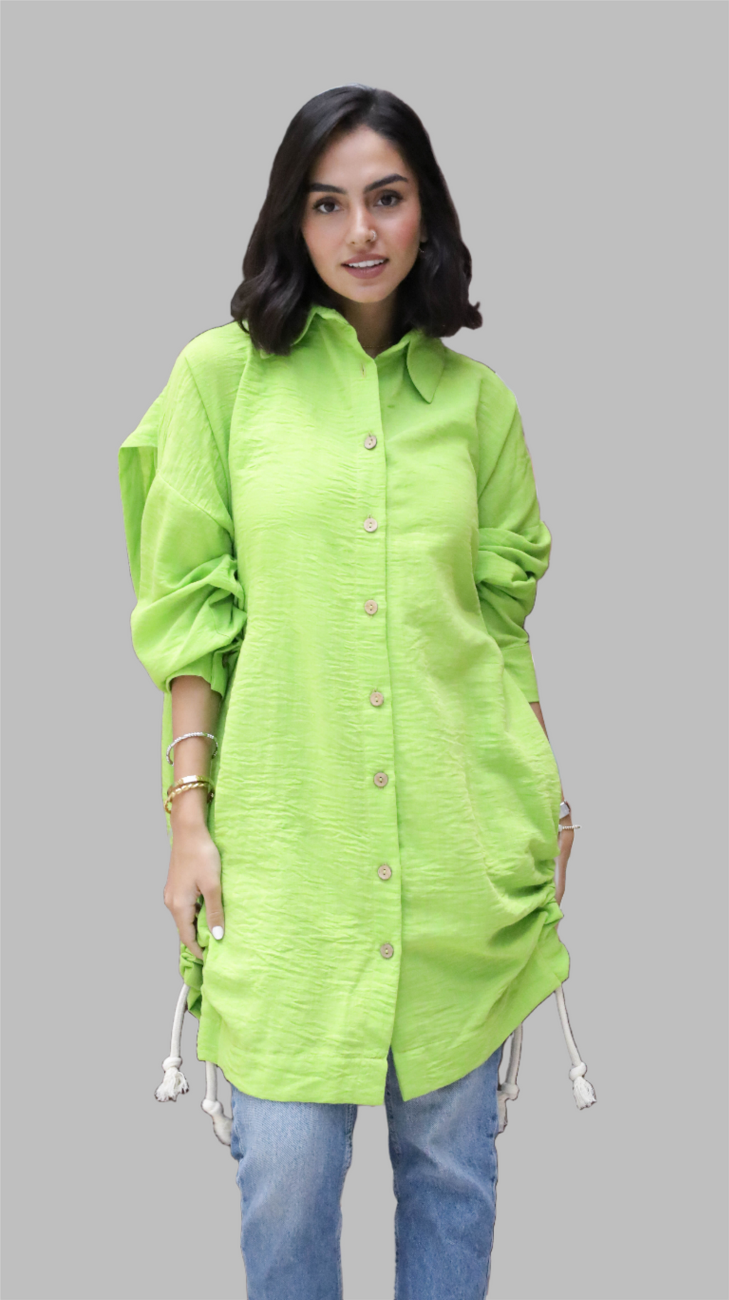 Lime Corded Linen Shirt