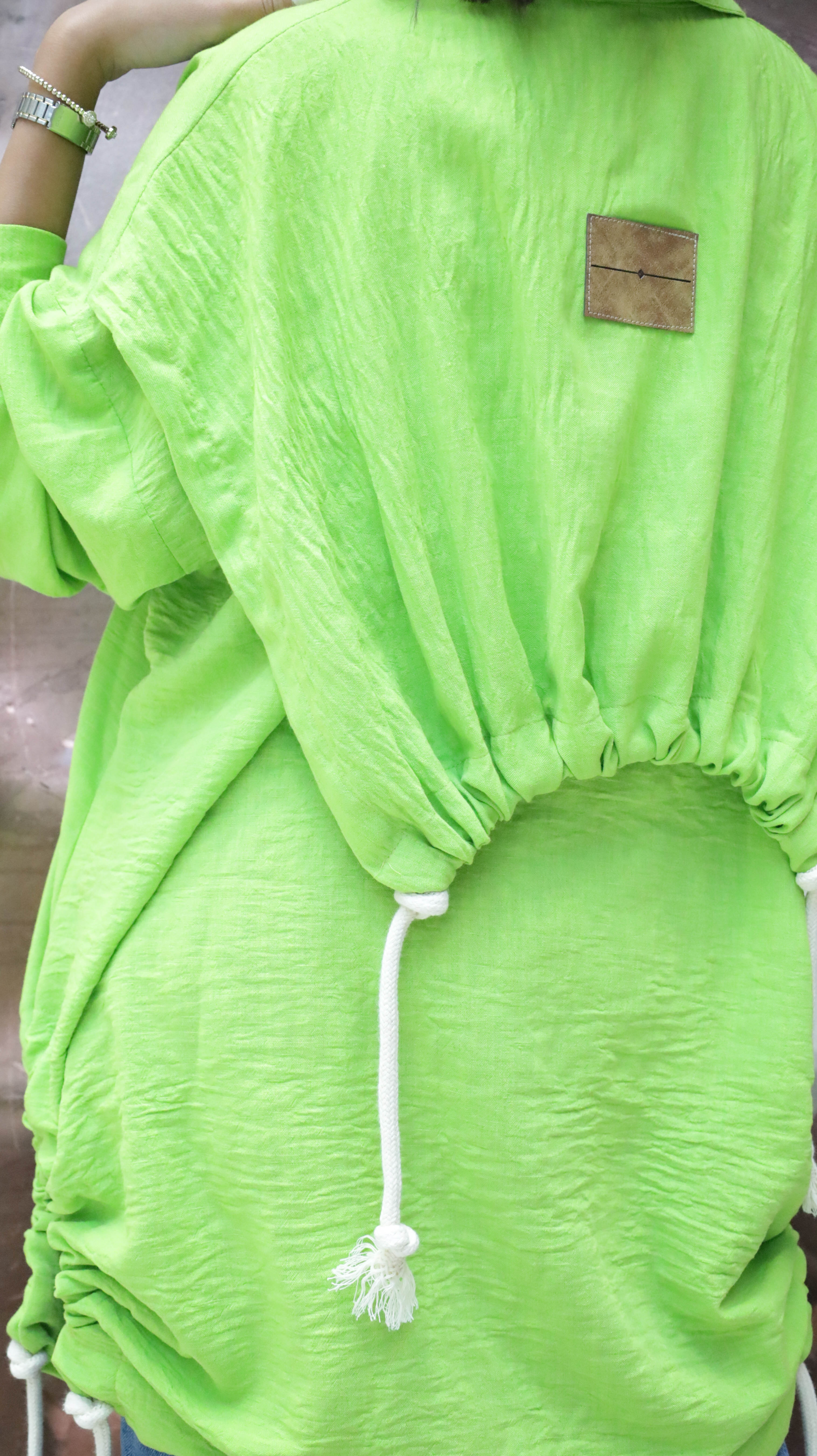 Lime Corded Linen Shirt