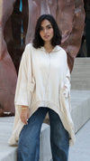 Beige Ribbed linen shirt