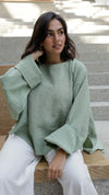 Mint High Low Linen Top