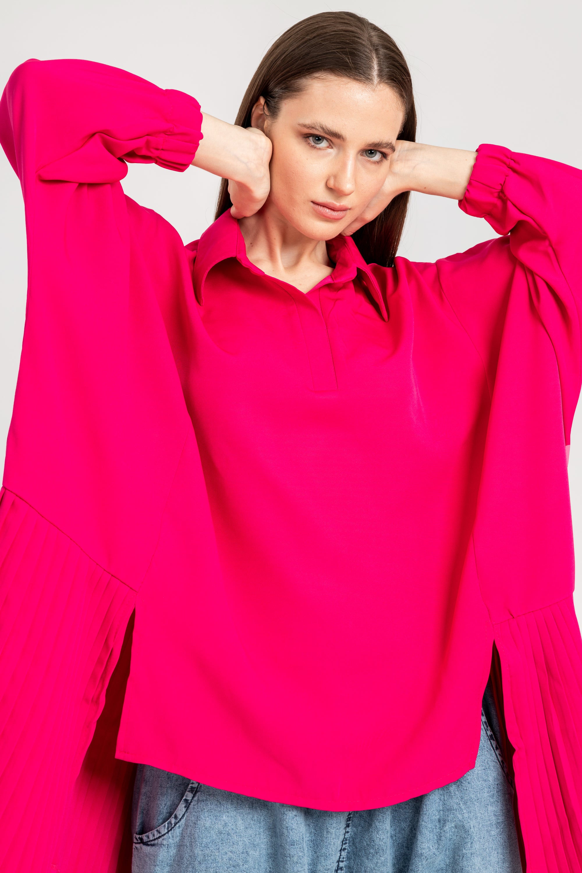 Hot Pink Pleated Top