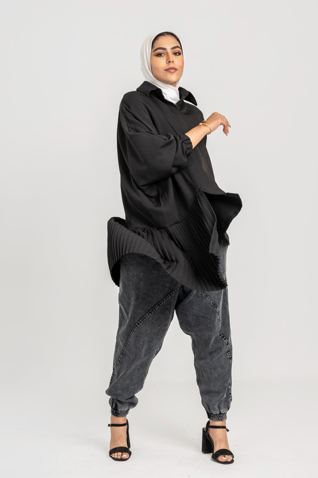 Black Pleated Top