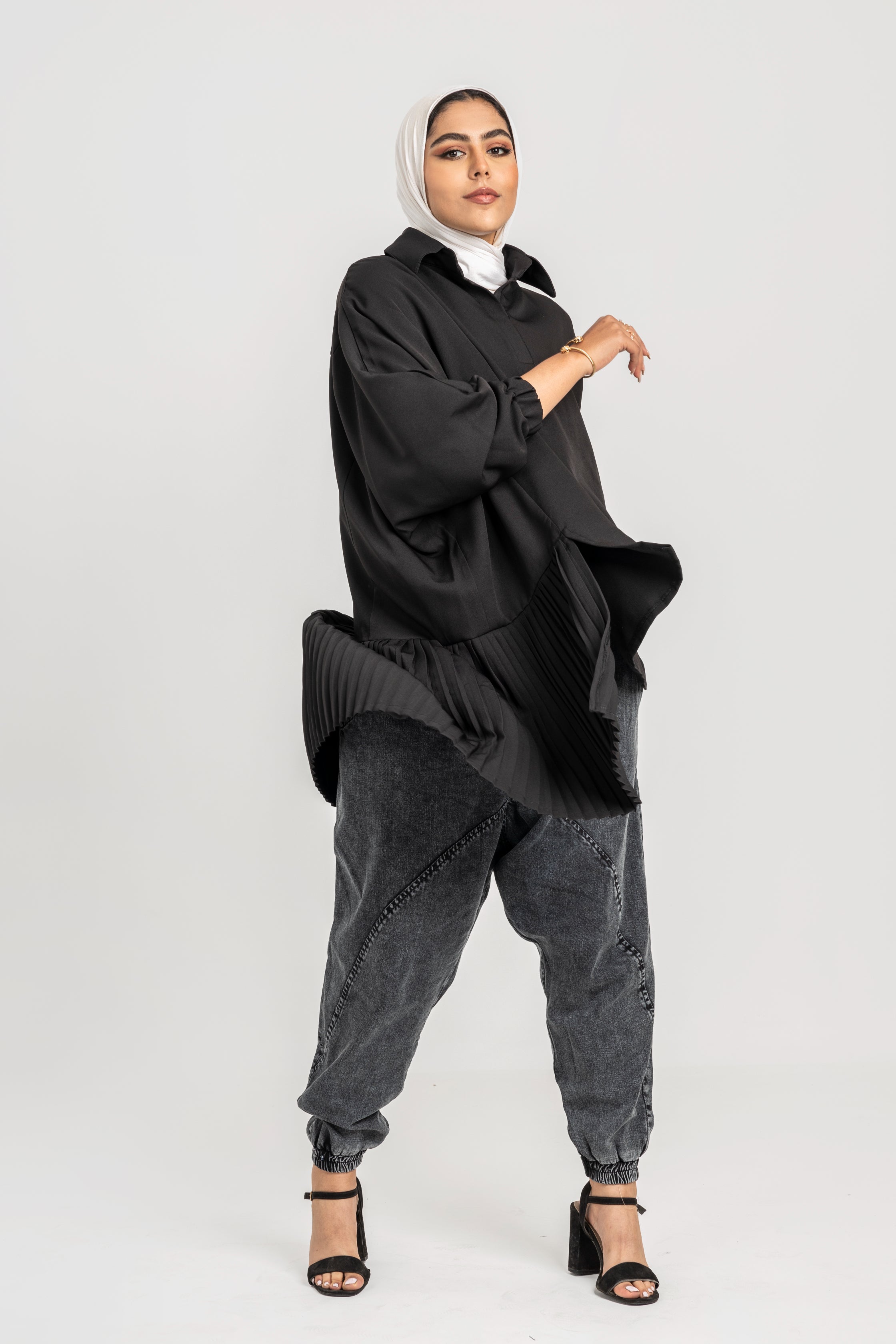 Black Pleated Top