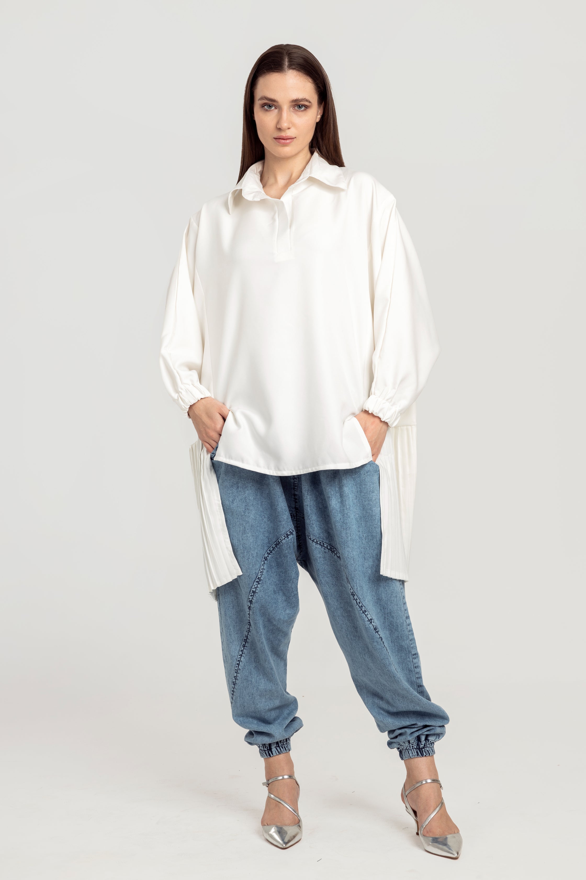 Off White Pleated Top
