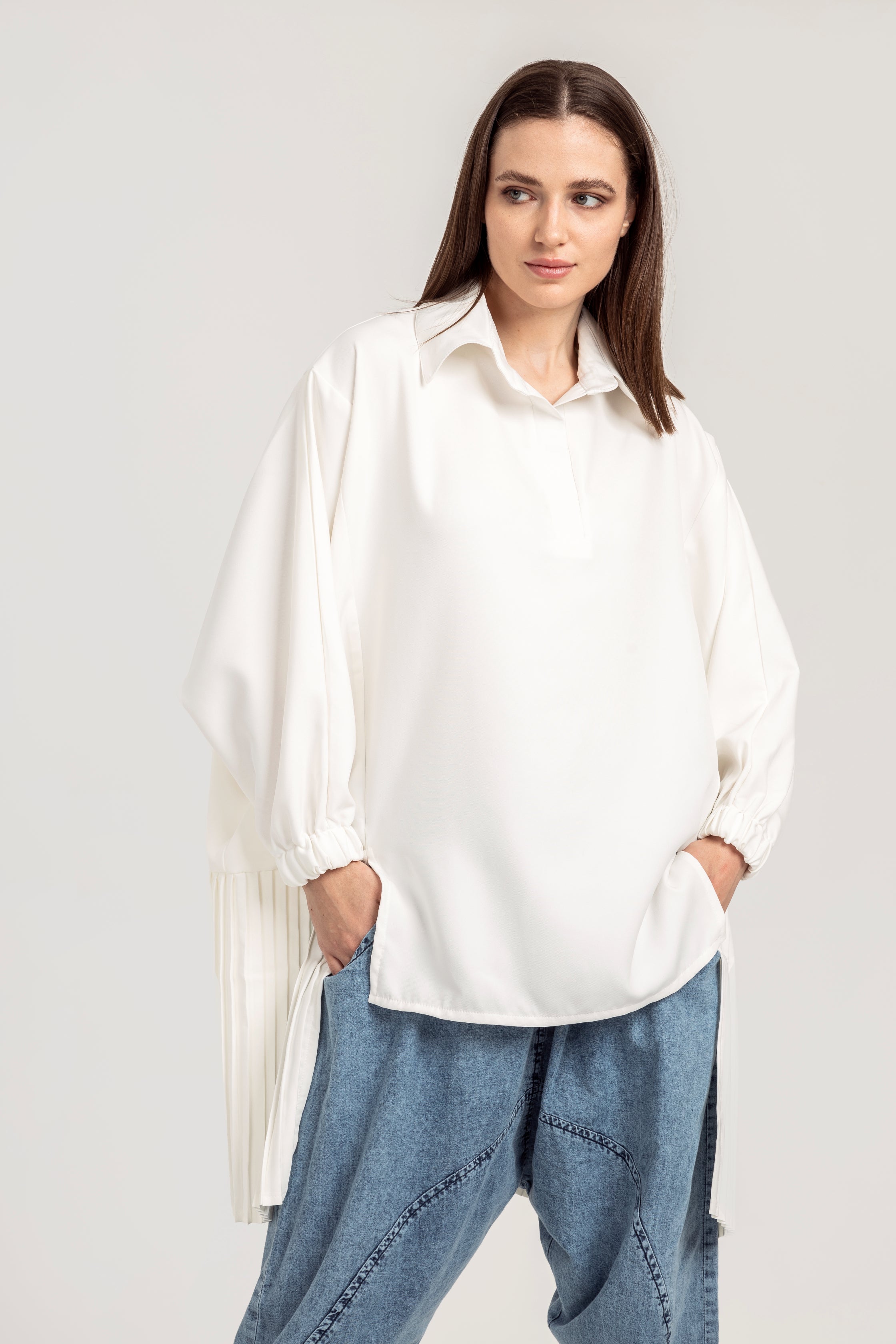 Off White Pleated Top