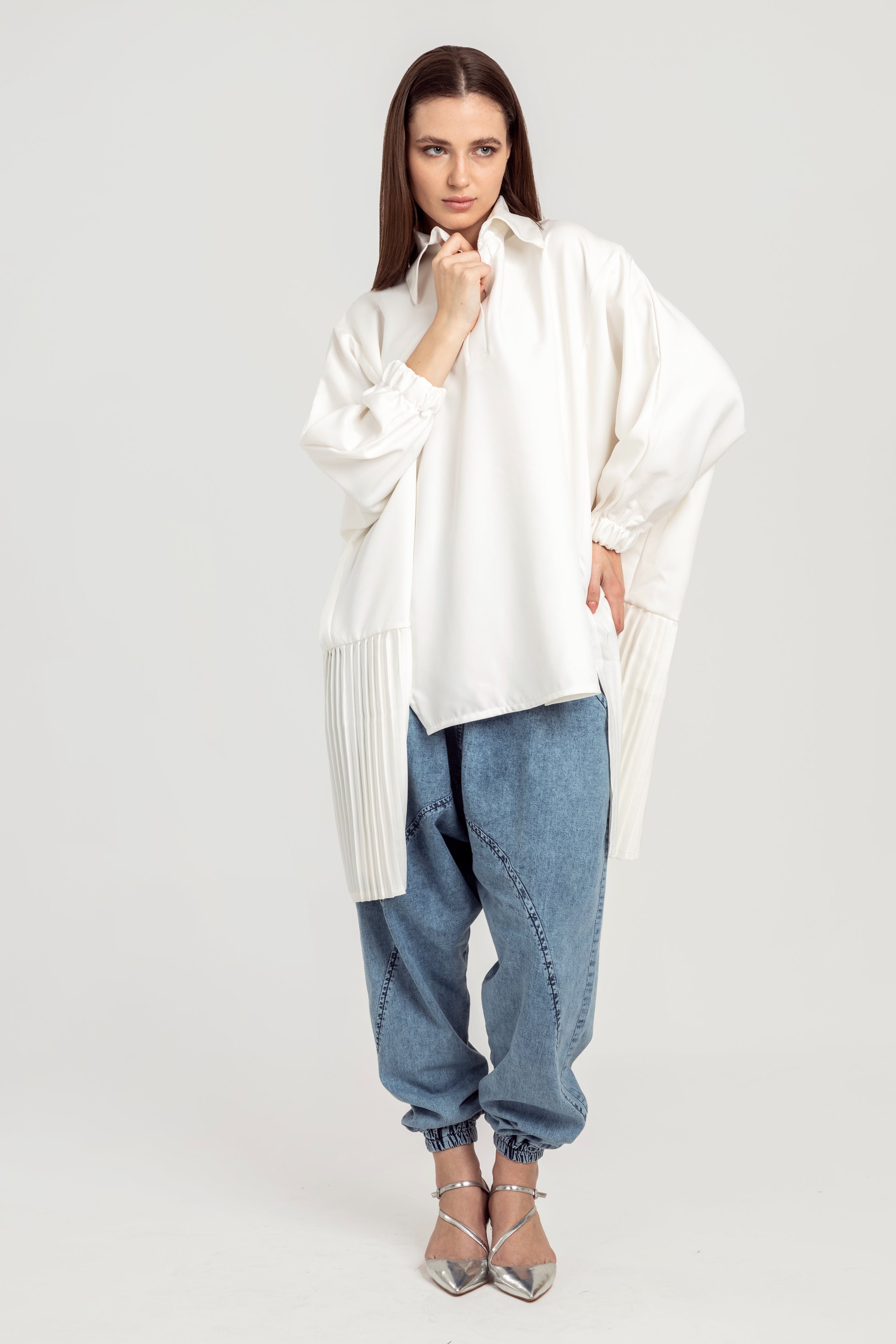 Off White Pleated Top