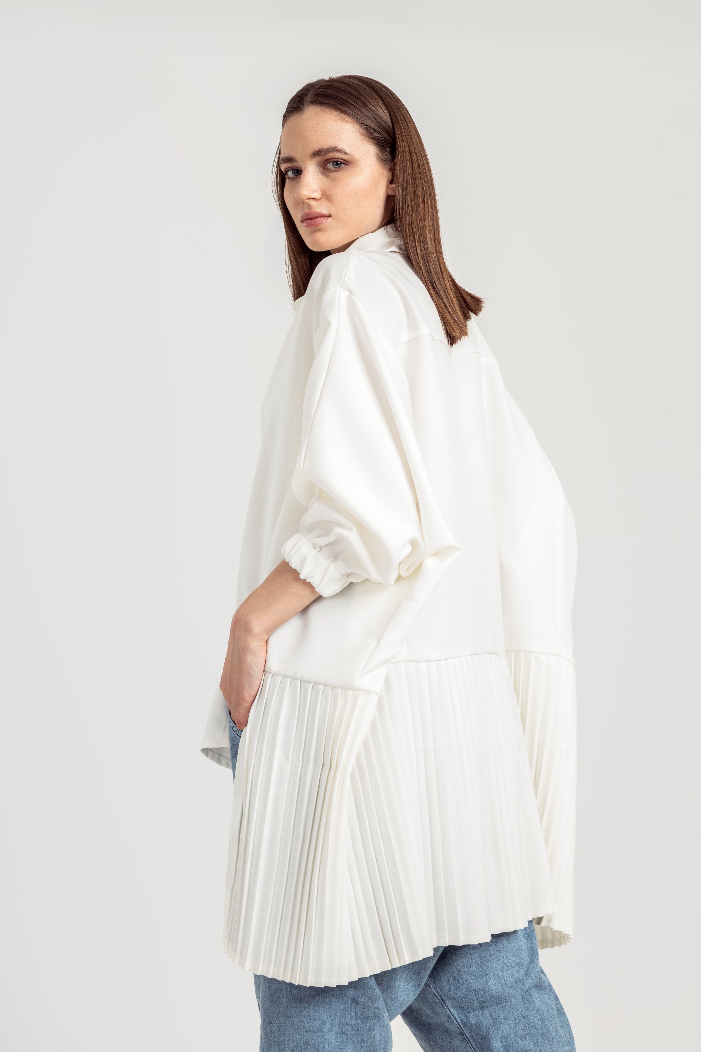 Off White Pleated Top