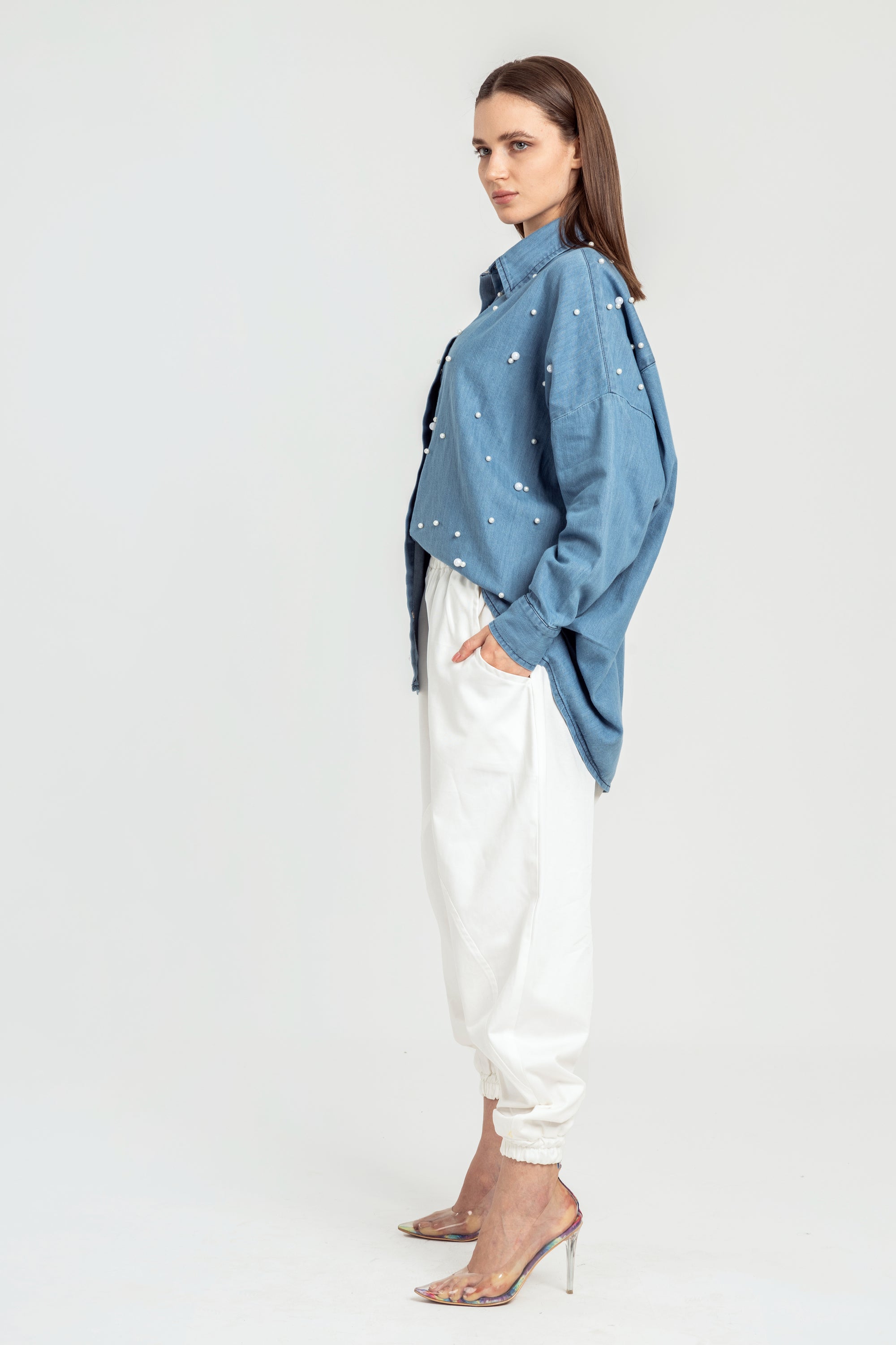 Blue Pearly Denim Shirt