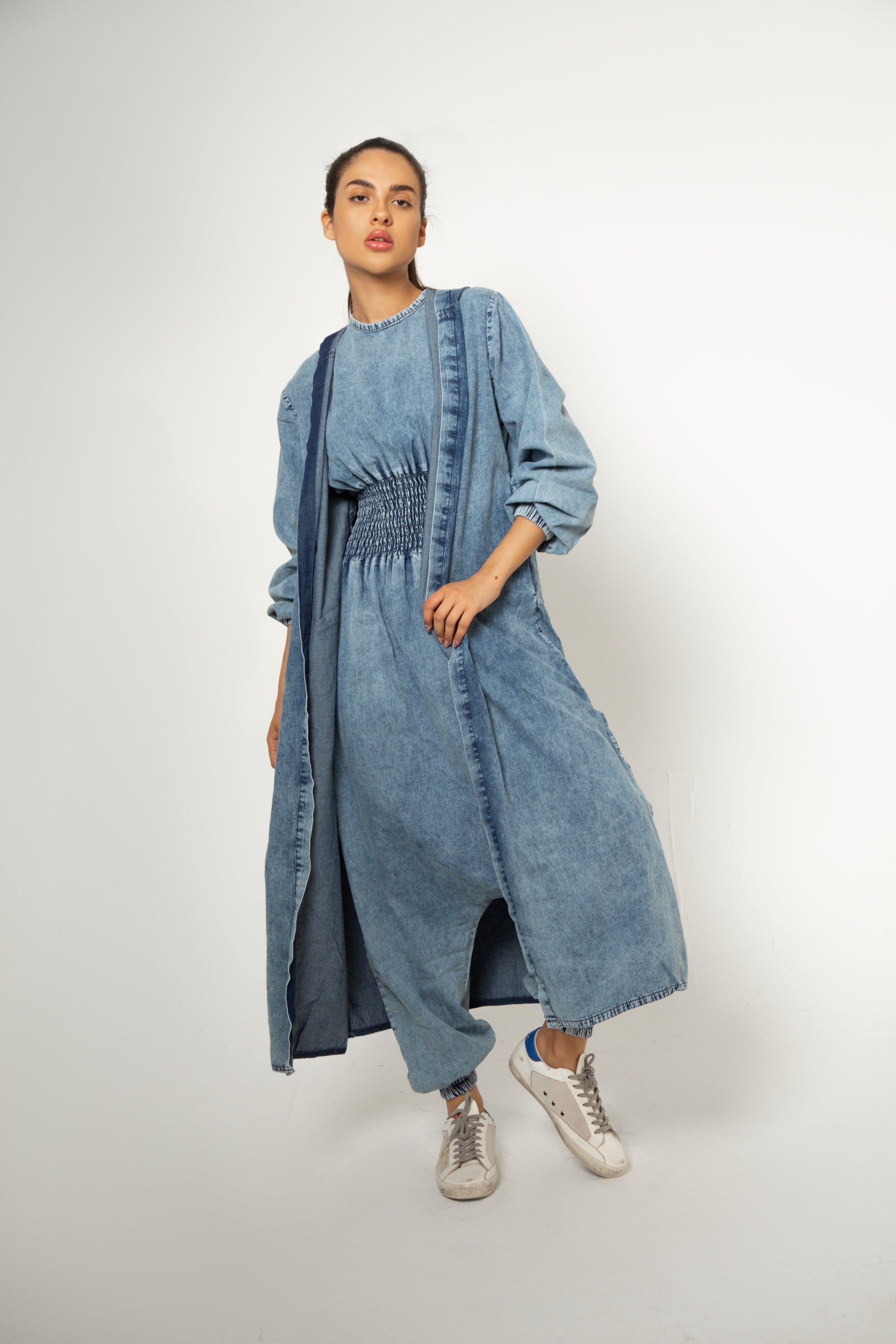 Blue Denim Jumpsuit Set - Theyab