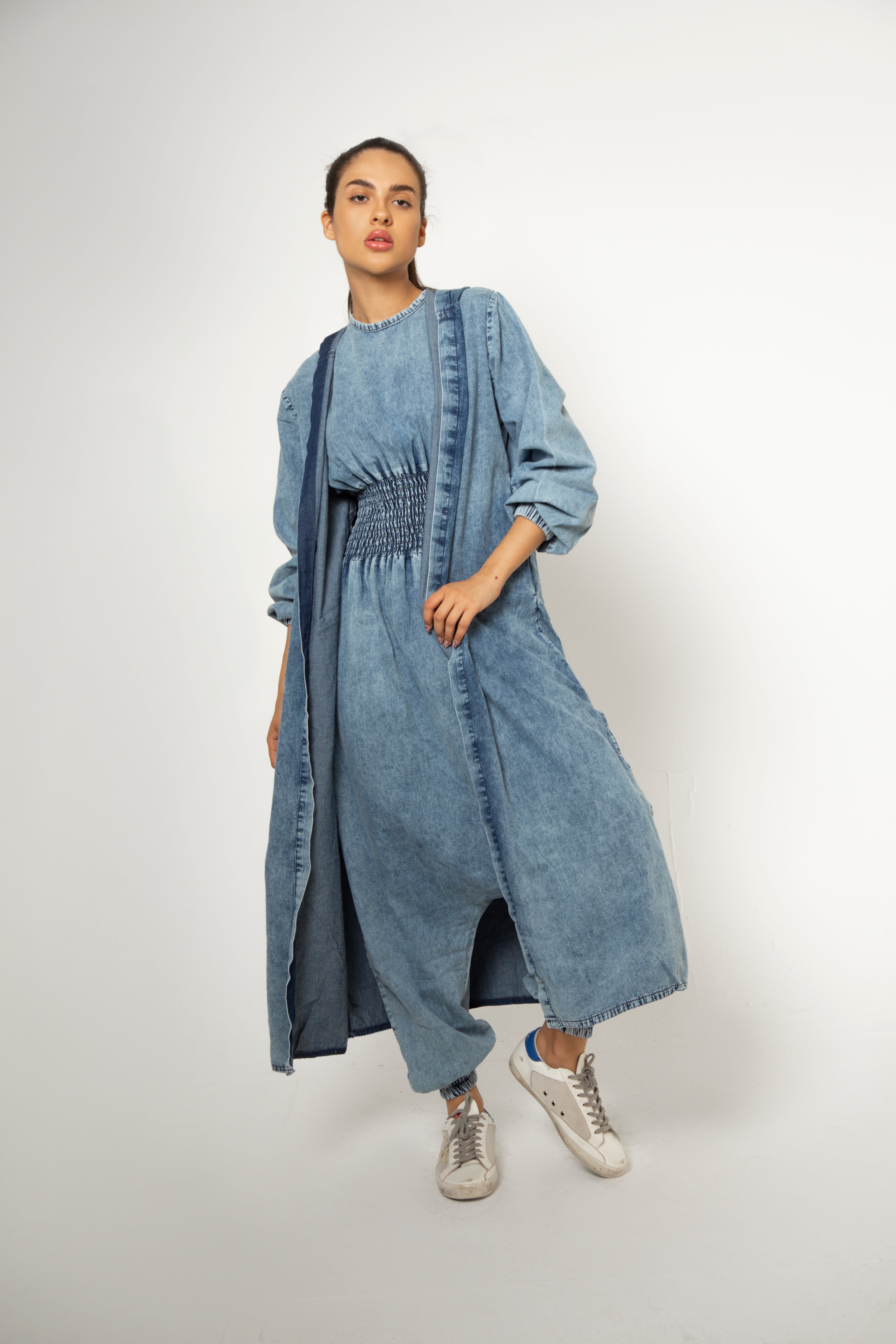 Blue Denim Jumpsuit Set - Theyab