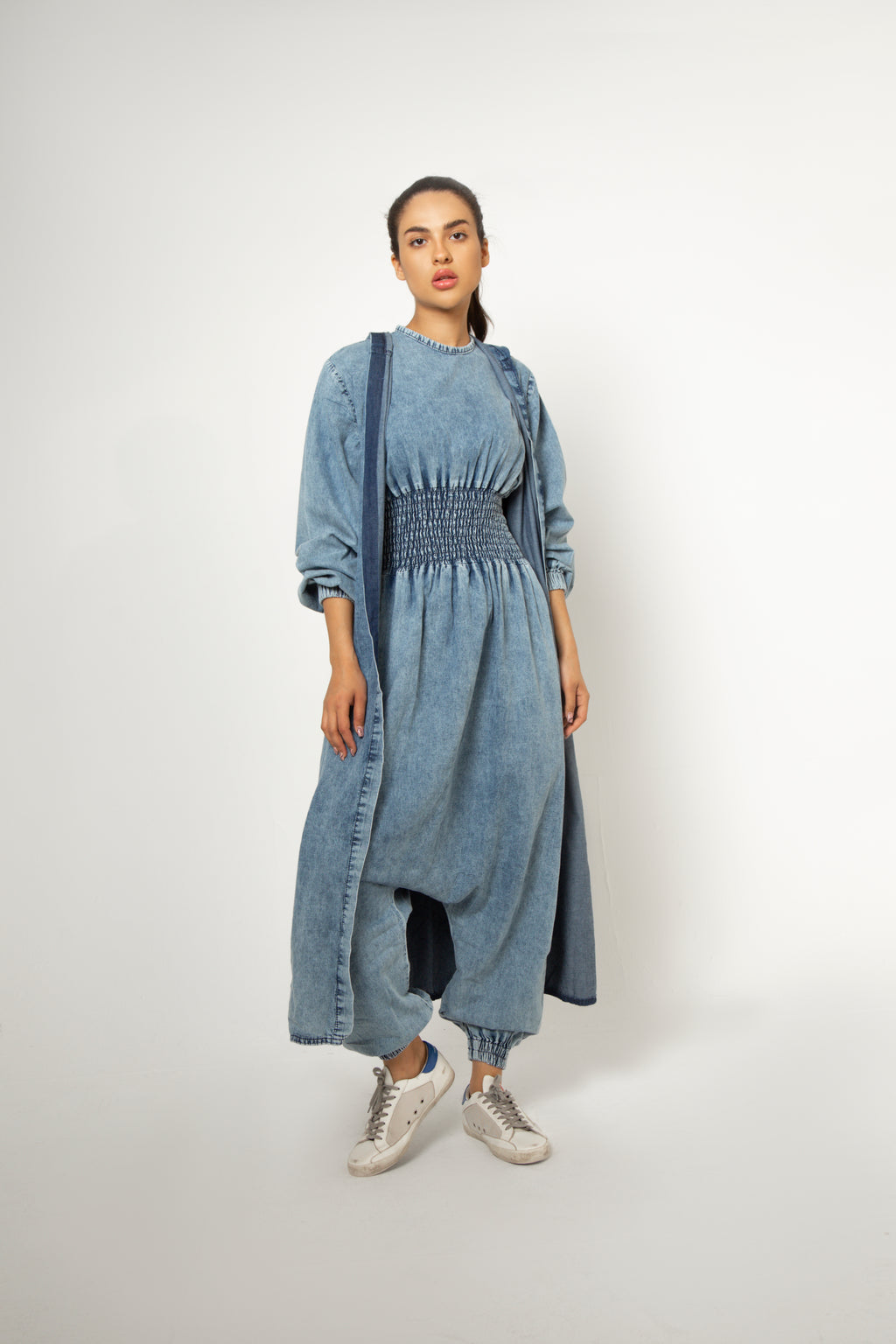 Blue Denim Jumpsuit Set - Theyab