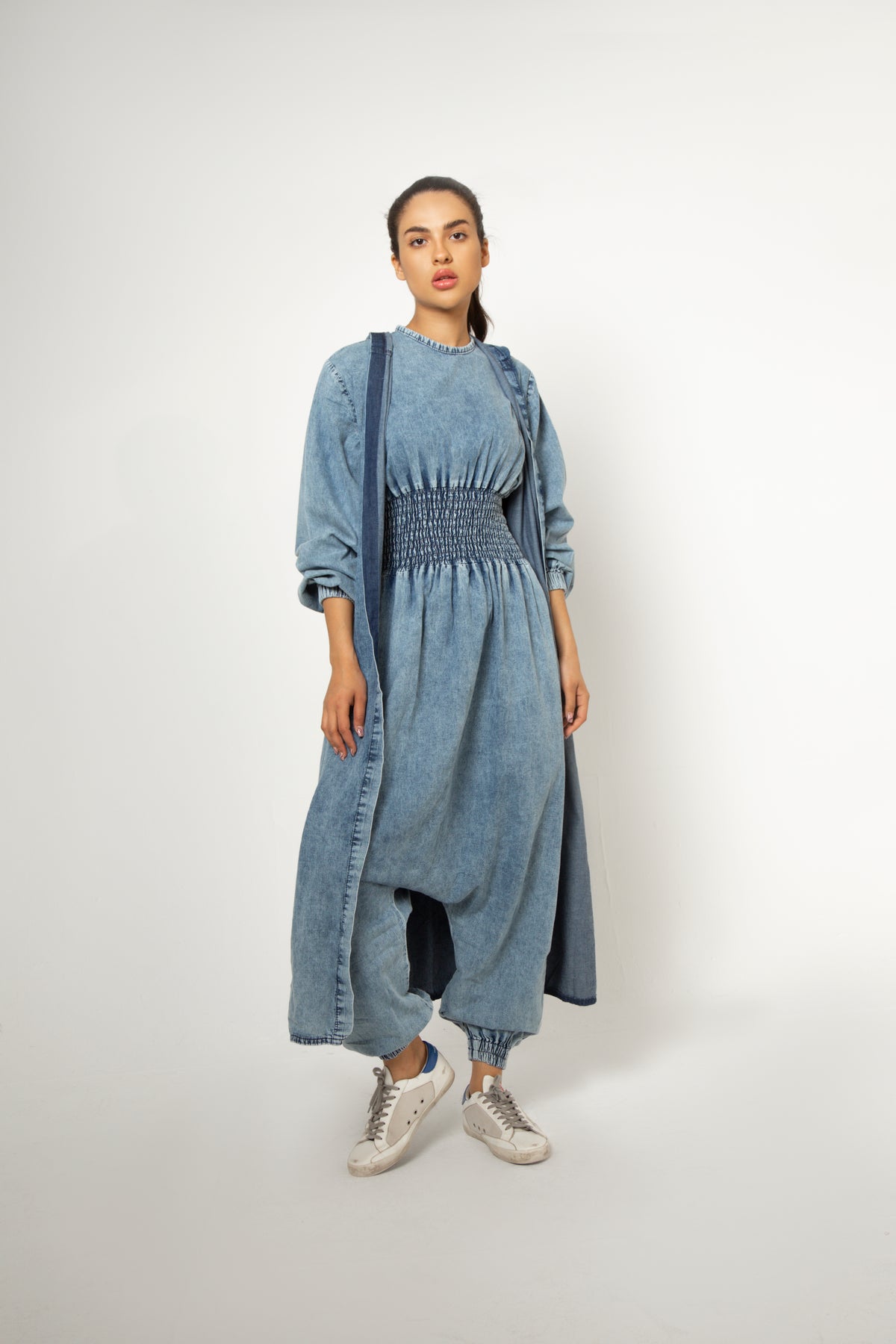 Blue Denim Jumpsuit Set - Theyab