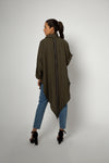 Olive Back Zipper Linen Top - Theyab